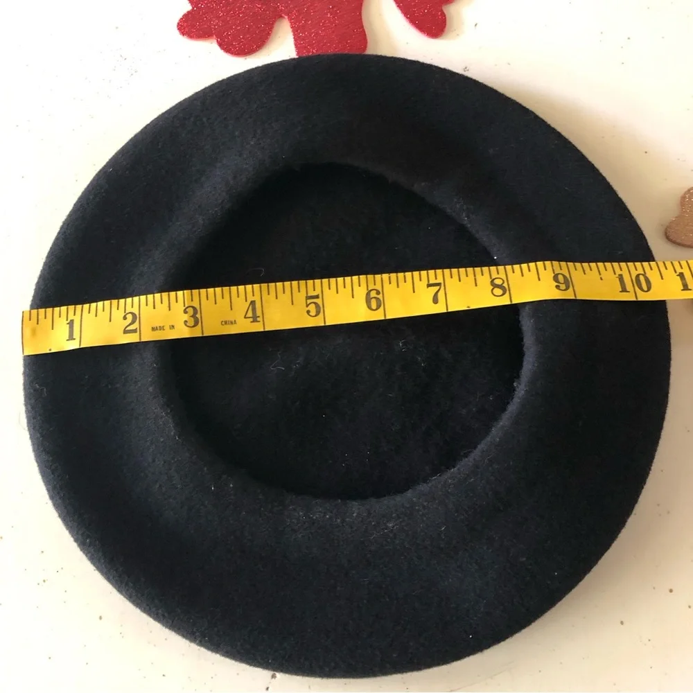 Made in France Wool Classic French Beret Hat Black Unisex - Picture 5 of 10